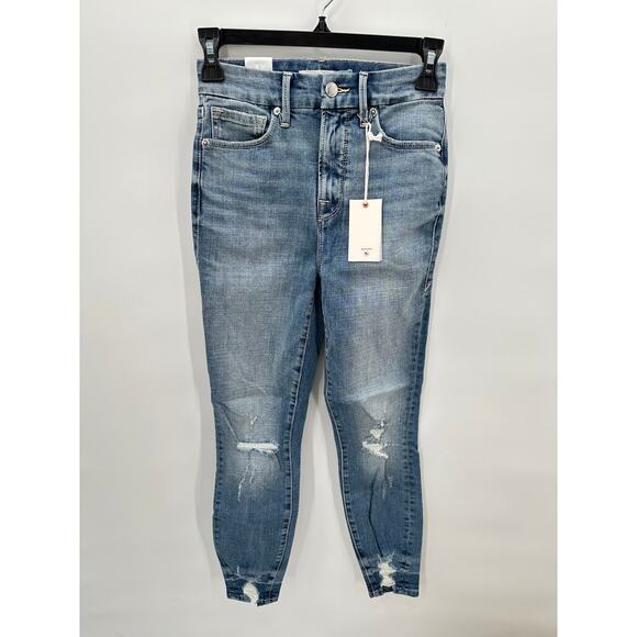 GOOD AMERICAN NWT Good Waist Crop Denim Jean in Blue634 // 0 - Picture 7 of 14